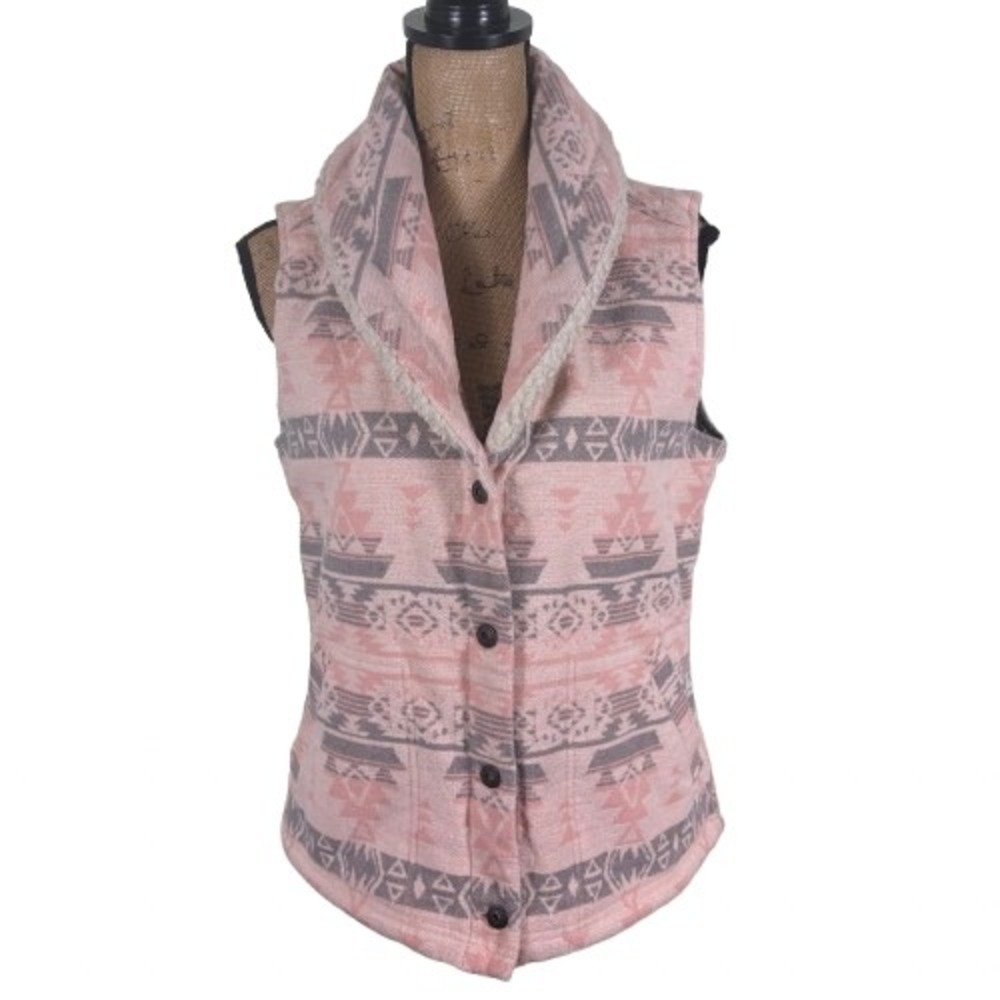 Duluth Trading Co Sherpa Festivest Pink Aztec Southwestern Button Vest Small